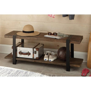 48-Inch Solid Wood Entryway Bench with Storage Shelf