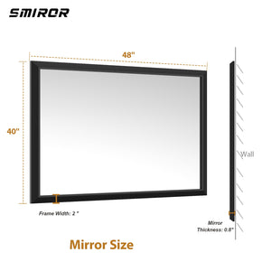 36x30 Rectangle Bathroom Vanity Mirror with Metal Frame, Anti-Rust, Wall Mounted