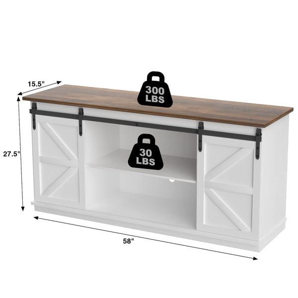 TV Stand with Sliding Barn Doors & Storage Cabinets – 58" & 65"