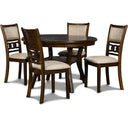 5-Piece Round Dining Set with Storage Shelf & Upholstered Chairs