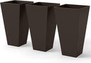 Tall Outdoor Taper Planters Set of 3 with Drainage Holes – 28 Inch