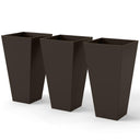 Tall Outdoor Planters Set of 3 with Drainage Holes – 28 Inch Taper Plant Pots