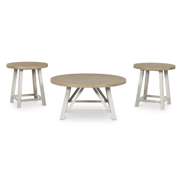 Casual Occasional Table Set of 3 – Antique White & Brown