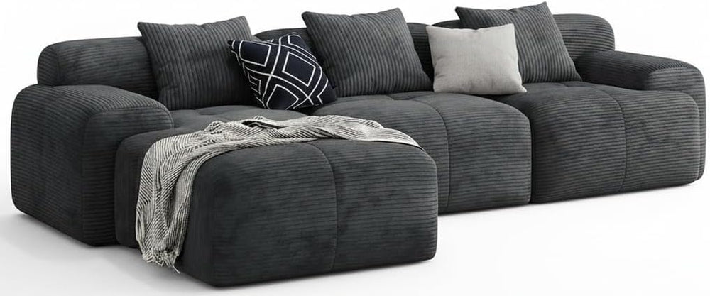 L-Shaped Modular Sectional Sofa with Ottoman