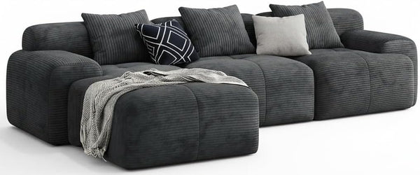 L-Shaped Modular Sectional Sofa with Ottoman