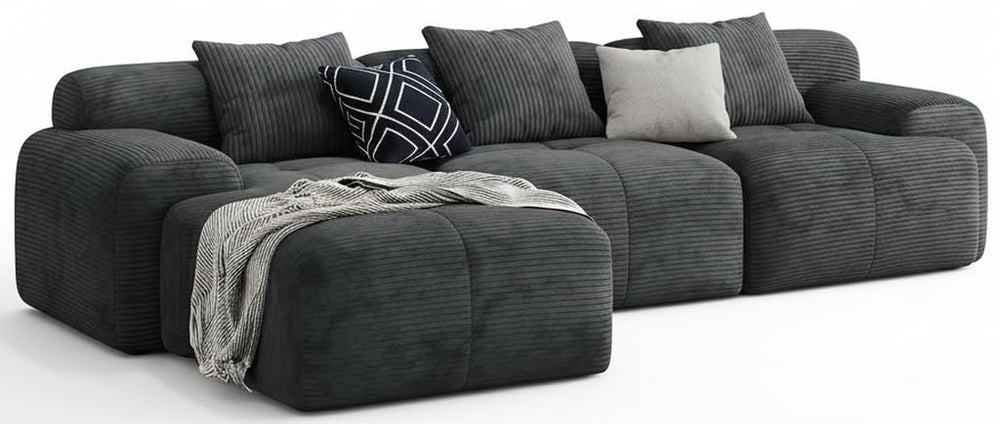 L-Shaped Modular Sectional Sofa with Ottoman