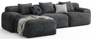 L-Shaped Modular Sectional Sofa with Ottoman
