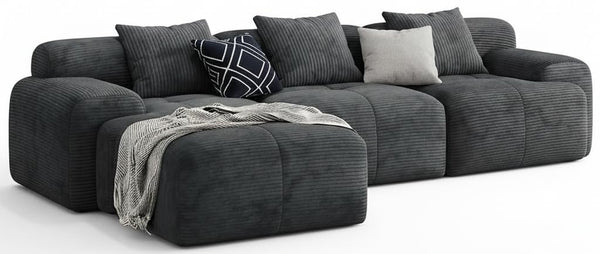 L-Shaped Modular Sectional Sofa with Ottoman