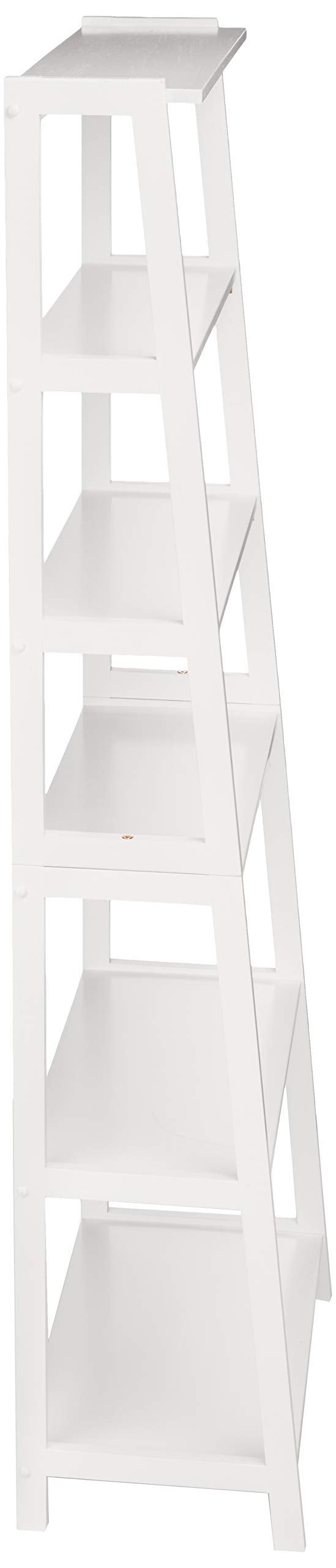 5-Tier Rubberwood Ladder Bookshelf, Freestanding Storage Organizer