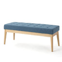 Midcentury Tufted Fabric Bench – Blue