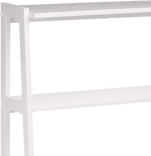 5-Tier Rubberwood Ladder Bookshelf, Freestanding Storage Organizer