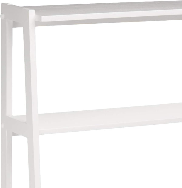 5-Tier Rubberwood Ladder Bookshelf, Freestanding Storage Organizer