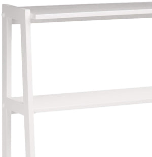 5-Tier Rubberwood Ladder Bookshelf, Freestanding Storage Organizer