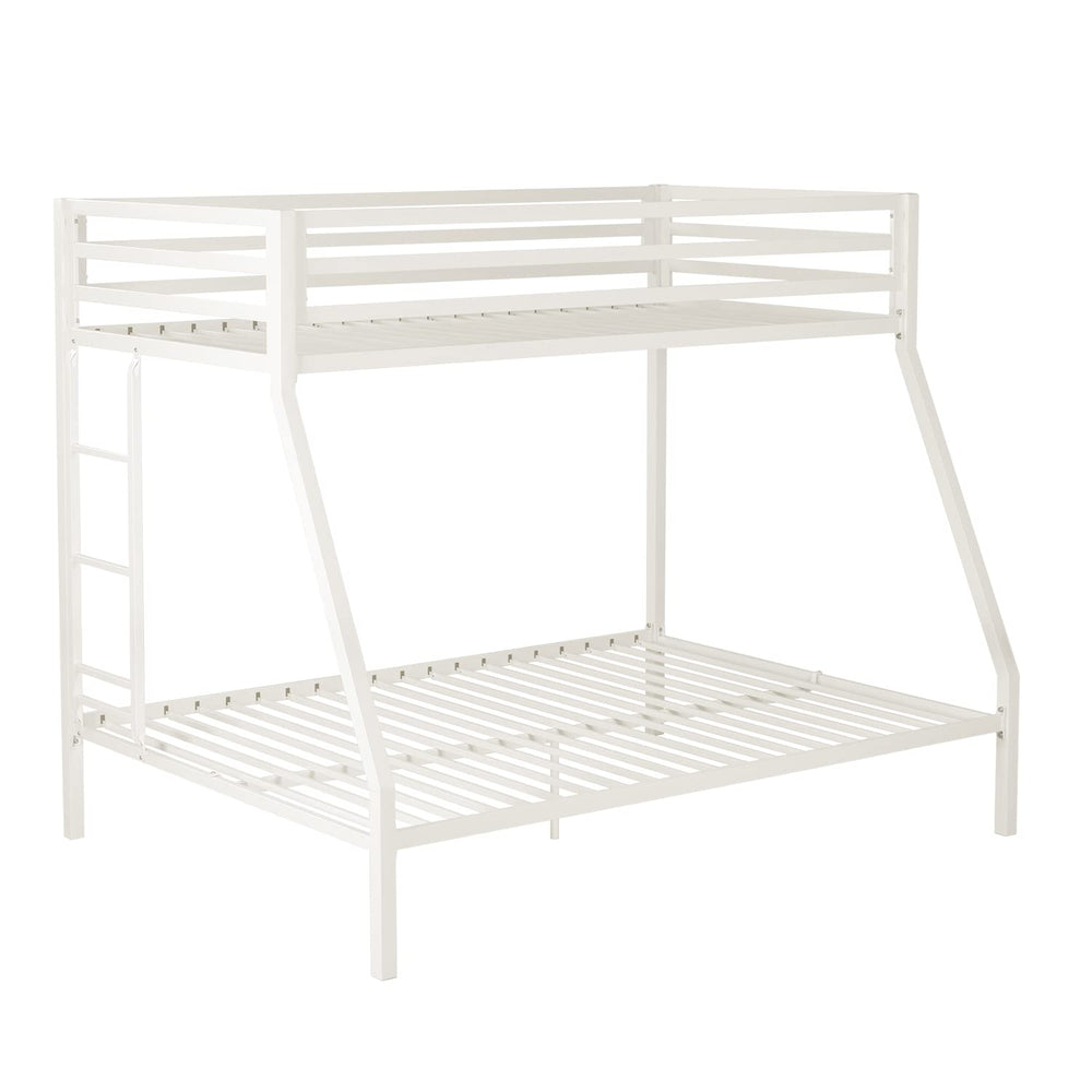 Twin Over Full Metal Bunk Bed with Ladder and Guardrail