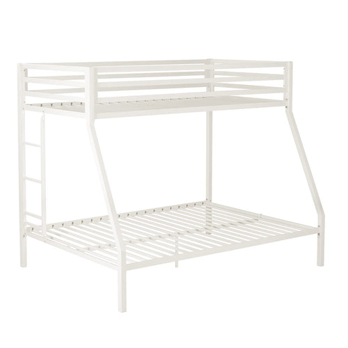 Twin Over Full Metal Bunk Bed with Ladder and Guardrail