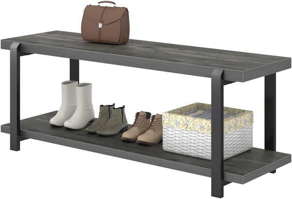 Industrial Entryway Bench with Shoe Storage – 47 Inch