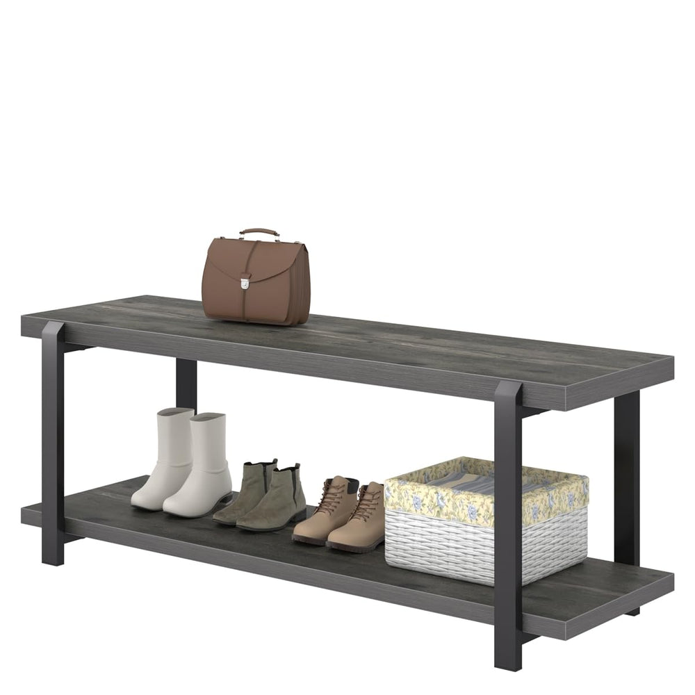 Industrial Entryway Bench with Shoe Storage – 47 Inch