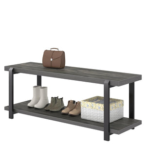 Industrial Entryway Bench with Shoe Storage – 47 Inch