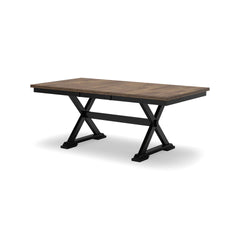 Farmhouse Dining Extension Table – Dark Brown & Black