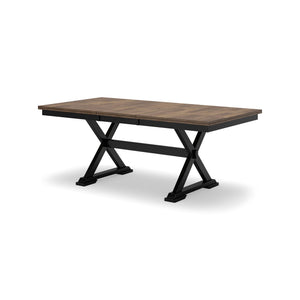 Farmhouse Dining Extension Table – Dark Brown & Black