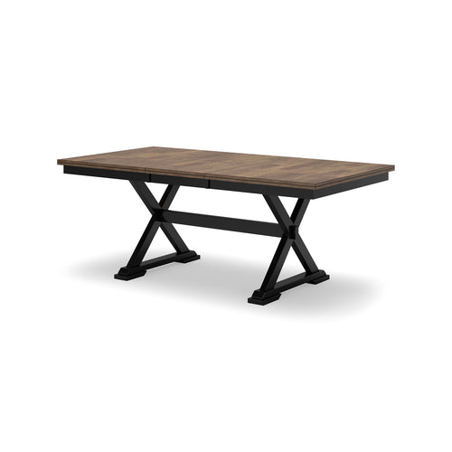 Farmhouse Dining Extension Table – Dark Brown & Black