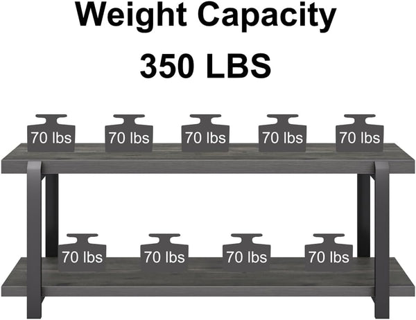 Industrial Entryway Bench with Shoe Storage – 47 Inch
