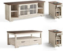 Farmhouse Living Room Table Set 4-Piece with TV Stand, Coffee Table & End Tables