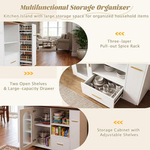 Rolling Kitchen Island with Extendable Table & Storage