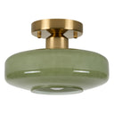 Semi Flush Mount Ceiling Light – Olive Green Milk Glass Shade