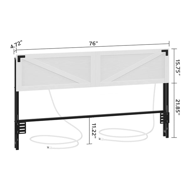 King Size Headboard with LED Lights and USB Charging Ports