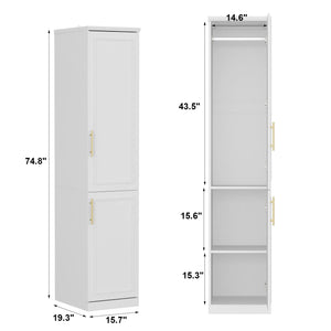 Slim Wardrobe Armoire with Clothing Rod & Storage Shelves