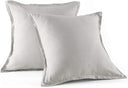 Washed Linen Euro Pillow Shams Set of 2 – 26x26 Ruffled Style