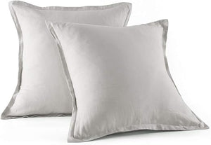 Washed Linen Euro Pillow Shams Set of 2 – 26x26 Ruffled Style
