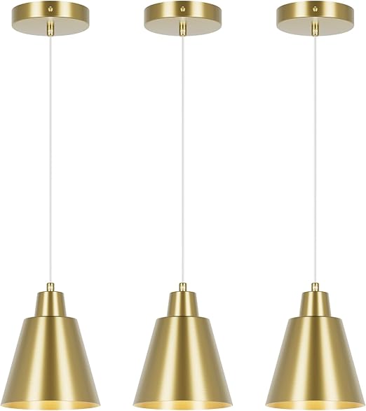 Industrial Pendant Lights 3-Pack – Adjustable Metal Ceiling Fixtures