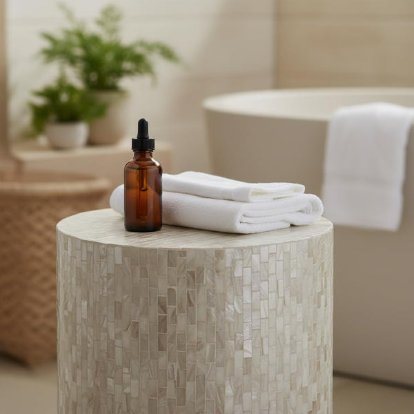 Mother of Pearl Cylinder Drum End Table