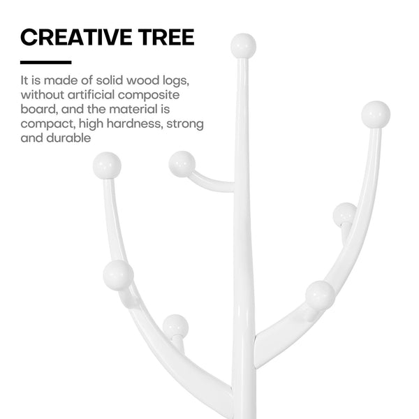 Freestanding Wood Coat Rack with 8 Hooks