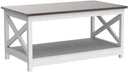 Rainbow Sophia Coffee Table, Modern Farmhouse Wood Coffee Table with 2-Tier Storage, 40 Inch, Sargent Oak