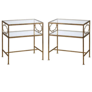 Gold Metal & Glass Side Table Set of 2