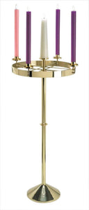 Standing Advent Wreath Candle Holder – Polished Brass, 48 Inch
