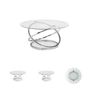 Chrome Round 3-Piece Coffee Table and End Table Set
