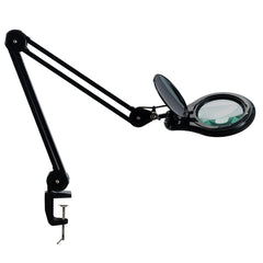 LED Magnifying Lamp with Clamp, 5-Inch Glass Lens & Swing Arm