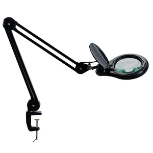 LED Magnifying Lamp with Clamp, 5-Inch Glass Lens & Swing Arm