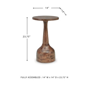 Round Solid Wood Accent End Table