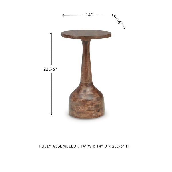 Round Solid Wood Accent End Table
