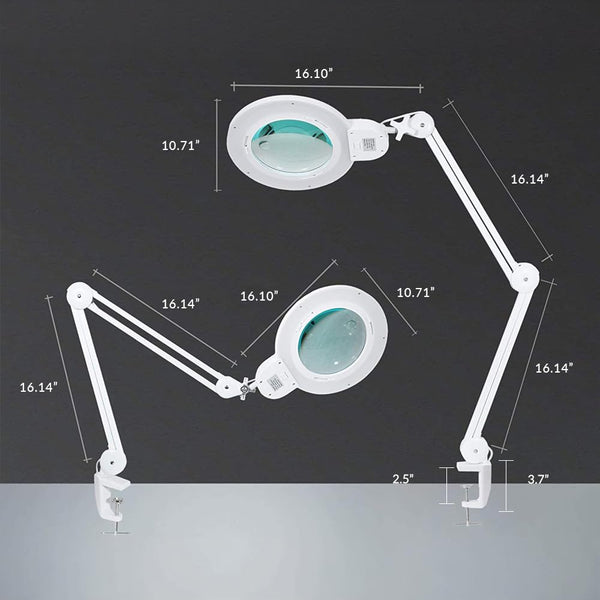 XL Bifocal LED Magnifying Lamp with Adjustable Arm & Clamp