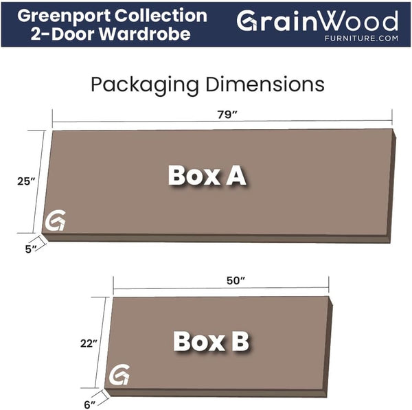 Solid Wood 2-Door Wardrobe with Drawers