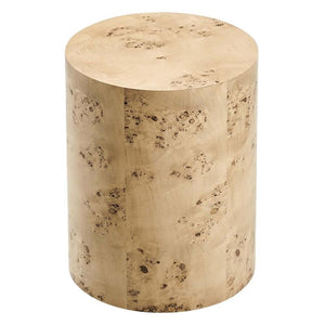 Round Burl Wood Side Table