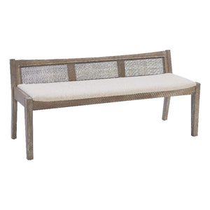 Transitional Wood Bench with Woven Cane Back