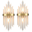 Gold Crystal Wall Sconces Set of 2 – Modern Vanity Light Fixtures