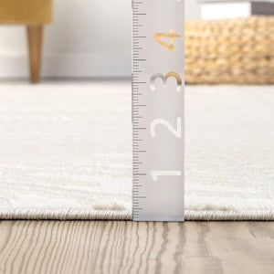 Cream Geometric Area Rug – Wavy Border Pattern